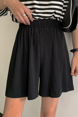 Accordion Pleated Wide Leg Shorts - SHE BADDY© ONLINE WOMEN FASHION & CLOTHING STORE