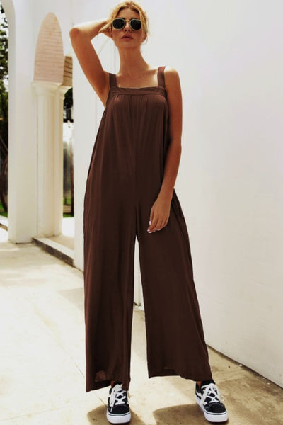 Wide Strap Wide Leg Jumpsuit - SHE BADDY© ONLINE WOMEN FASHION & CLOTHING STORE