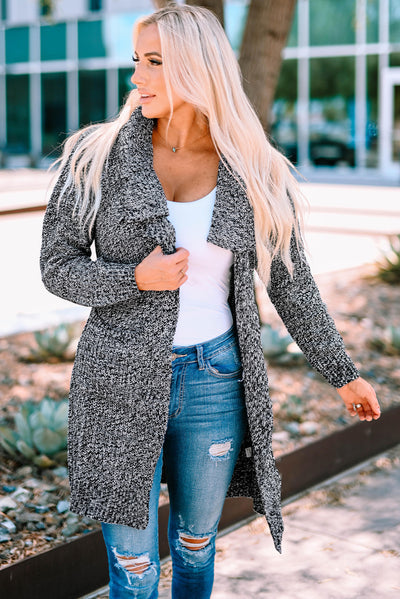 Heathered Open Front Longline Cardigan with Pockets - SHE BADDY© ONLINE WOMEN FASHION & CLOTHING STORE