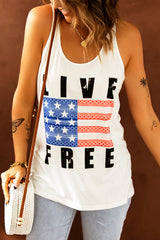 LIVE FREE Stars and Stripes Graphic Tank - SHE BADDY© ONLINE WOMEN FASHION & CLOTHING STORE