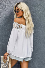 Lace Trim Textured Off-Shoulder Blouse - SHE BADDY© ONLINE WOMEN FASHION & CLOTHING STORE