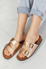 MMShoes Best Life Double-Banded Slide Sandal in Gold - SHE BADDY© ONLINE WOMEN FASHION & CLOTHING STORE