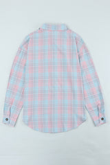 Plaid Button-Up Dropped Shoulder Shirt - SHE BADDY© ONLINE WOMEN FASHION & CLOTHING STORE