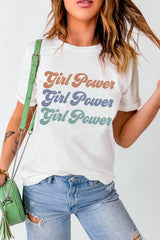 GIRL POWER Graphic Round Neck Tee - SHE BADDY© ONLINE WOMEN FASHION & CLOTHING STORE