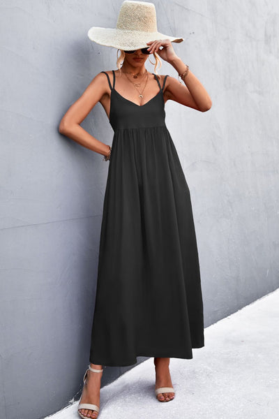 Double Strap Tie Back Dress - SHE BADDY© ONLINE WOMEN FASHION & CLOTHING STORE