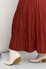 Zenana Full Size Wide Waistband Tiered Midi Skirt - SHE BADDY© ONLINE WOMEN FASHION & CLOTHING STORE