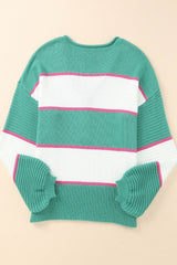 Color Block Buttoned V-Neck Sweater - SHE BADDY© ONLINE WOMEN FASHION & CLOTHING STORE