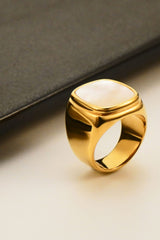 Stainless Steel 18K Gold-Plated Inlaid Shell Ring - SHE BADDY© ONLINE WOMEN FASHION & CLOTHING STORE