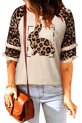 Leopard Bunny Graphic Layered Sleeve T-Shirt - SHE BADDY© ONLINE WOMEN FASHION & CLOTHING STORE