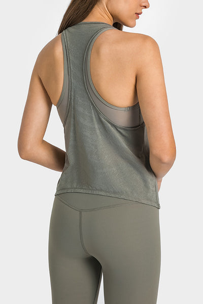 Spliced Mesh Racer Back Tank - SHE BADDY© ONLINE WOMEN FASHION & CLOTHING STORE