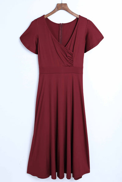 Flutter Sleeve Surplice Midi Dress - SHE BADDY© ONLINE WOMEN FASHION & CLOTHING STORE