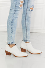 MMShoes Trust Yourself Embroidered Crossover Cowboy Bootie in White - SHE BADDY© ONLINE WOMEN FASHION & CLOTHING STORE