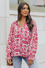 Floral Button-Up Flounce Sleeve Blouse - SHE BADDY© ONLINE WOMEN FASHION & CLOTHING STORE