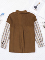 Plaid Corduroy Shirt Jacket with Pockets - SHE BADDY© ONLINE WOMEN FASHION & CLOTHING STORE