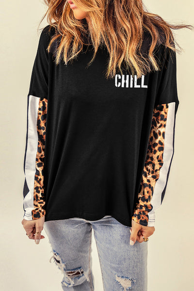 Leopard CHILL Long Sleeve Top - SHE BADDY© ONLINE WOMEN FASHION & CLOTHING STORE