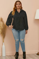 Plus Size Polka Dot Balloon Sleeve Shirt - SHE BADDY© ONLINE WOMEN FASHION & CLOTHING STORE