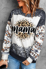 MAMA Leopard Round Neck Sweatshirt - SHE BADDY© ONLINE WOMEN FASHION & CLOTHING STORE