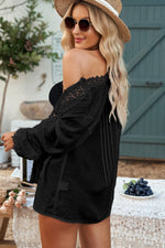 Crochet Lace Three-Quarter Sleeve Blouse - SHE BADDY© ONLINE WOMEN FASHION & CLOTHING STORE