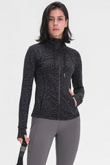 Drawstring Detail Zip Up Sports Jacket with Pockets - SHE BADDY© ONLINE WOMEN FASHION & CLOTHING STORE