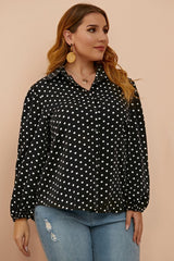 Plus Size Polka Dot Balloon Sleeve Shirt - SHE BADDY© ONLINE WOMEN FASHION & CLOTHING STORE