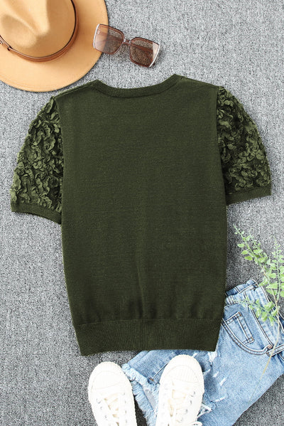 Applique Short Sleeve Knit Top - SHE BADDY© ONLINE WOMEN FASHION & CLOTHING STORE