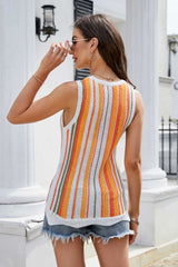 Striped Scalloped Hem Knit Tank - SHE BADDY© ONLINE WOMEN FASHION & CLOTHING STORE