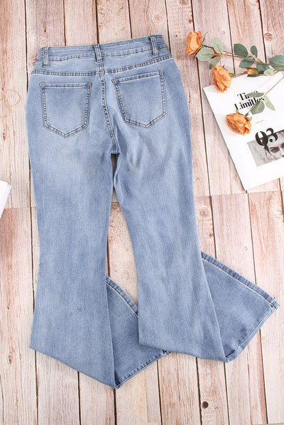 Distressed Flare Jeans with Pockets - SHE BADDY© ONLINE WOMEN FASHION & CLOTHING STORE