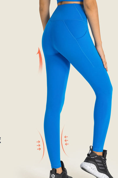 High-Rise Wide Waistband Pocket Yoga Leggings - SHE BADDY© ONLINE WOMEN FASHION & CLOTHING STORE