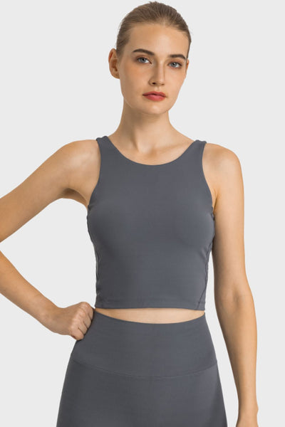 Feel Like Skin Highly Stretchy Cropped Sports Tank - SHE BADDY© ONLINE WOMEN FASHION & CLOTHING STORE