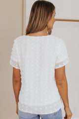 Swiss Dot Round Neck Blouse - SHE BADDY© ONLINE WOMEN FASHION & CLOTHING STORE