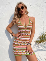 Multicolored Chevron Stripe Halter Neck Sweater Dress - SHE BADDY© ONLINE WOMEN FASHION & CLOTHING STORE