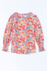 Floral Print Long Puff Sleeve Blouse - SHE BADDY© ONLINE WOMEN FASHION & CLOTHING STORE