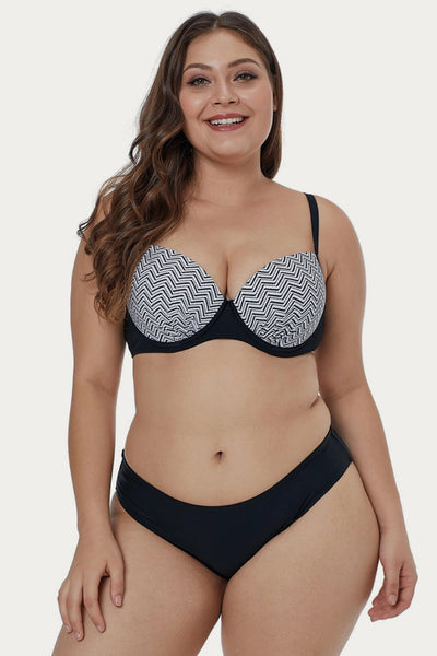 Waves Print Plus Size Bikini Set - SHE BADDY© ONLINE WOMEN FASHION & CLOTHING STORE