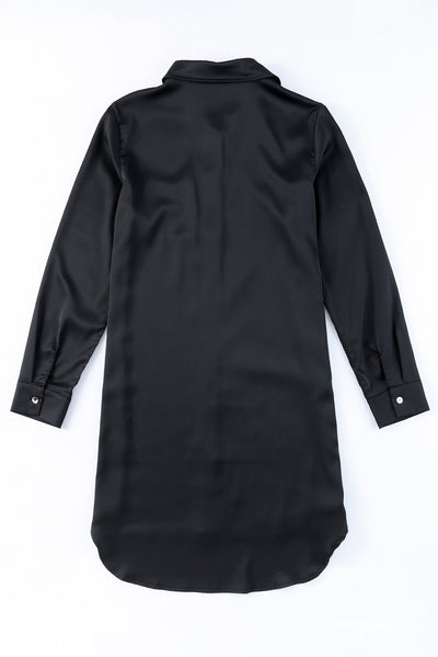 Sequin Button Front High-Low Shirt Dress - SHE BADDY© ONLINE WOMEN FASHION & CLOTHING STORE