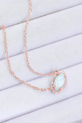 18k Rose Gold-Plated Opal Pendant Necklace - SHE BADDY© ONLINE WOMEN FASHION & CLOTHING STORE