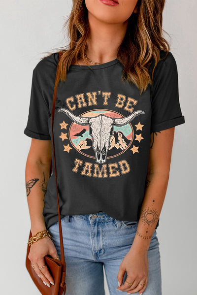 CAN'T BE TAMED Graphic Short Sleeve Tee - SHE BADDY© ONLINE WOMEN FASHION & CLOTHING STORE