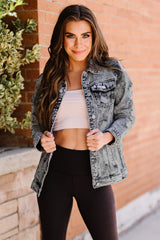 Acid Wash Distressed Denim Jacket - SHE BADDY© ONLINE WOMEN FASHION & CLOTHING STORE