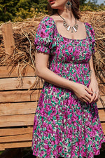 Floral Flounce Sleeve Tiered Dress - SHE BADDY© ONLINE WOMEN FASHION & CLOTHING STORE