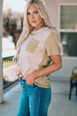Striped Contrast T-Shirt with Breast Pocket - SHE BADDY© ONLINE WOMEN FASHION & CLOTHING STORE