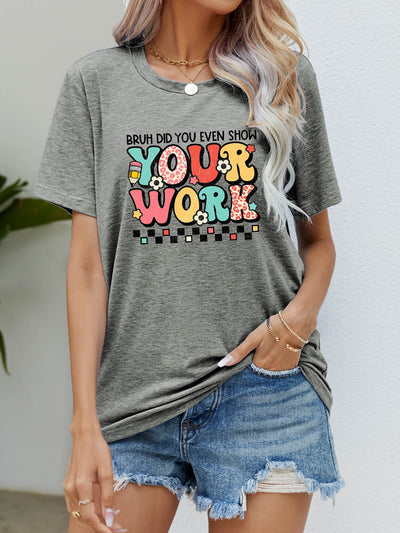 Letter Graphic Short Sleeve T-Shirt - SHE BADDY© ONLINE WOMEN FASHION & CLOTHING STORE