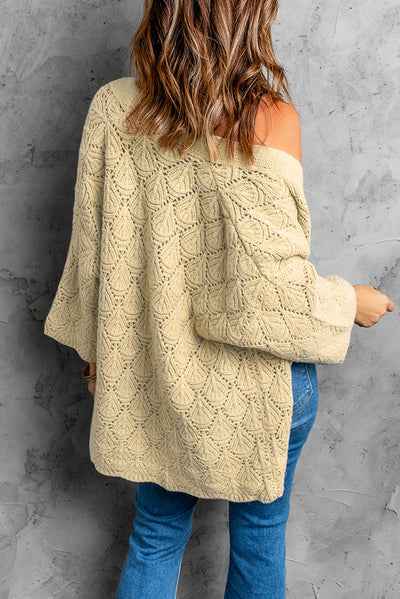 Scalloped Hem Open Front Cardigan - SHE BADDY© ONLINE WOMEN FASHION & CLOTHING STORE