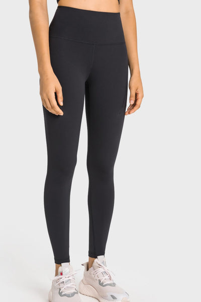 High-Rise Wide Waistband Pocket Yoga Leggings - SHE BADDY© ONLINE WOMEN FASHION & CLOTHING STORE