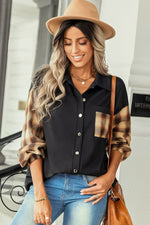 Plaid Dropped Shoulder Shirt with Breast Pocket - SHE BADDY© ONLINE WOMEN FASHION & CLOTHING STORE