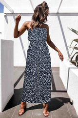 Printed Strapless Tie Waist Wide Leg Jumpsuit - SHE BADDY© ONLINE WOMEN FASHION & CLOTHING STORE