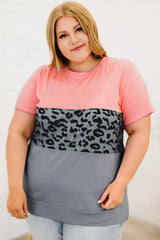 Plus Size Leopard Color Block T-Shirt - SHE BADDY© ONLINE WOMEN FASHION & CLOTHING STORE