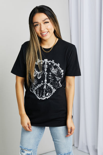 mineB Full Size Butterfly Graphic Tee Shirt - SHE BADDY© ONLINE WOMEN FASHION & CLOTHING STORE