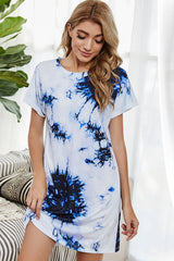 Tie-Dye Round Neck Tee Dress with Pockets - SHE BADDY© ONLINE WOMEN FASHION & CLOTHING STORE