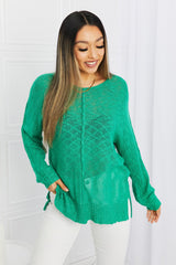 Mittoshop Exposed Seam Slit Knit Top in Kelly Green - SHE BADDY© ONLINE WOMEN FASHION & CLOTHING STORE