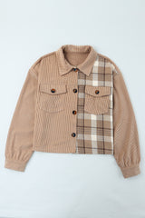 Plaid Corduroy Dropped Shoulder Jacket - SHE BADDY© ONLINE WOMEN FASHION & CLOTHING STORE