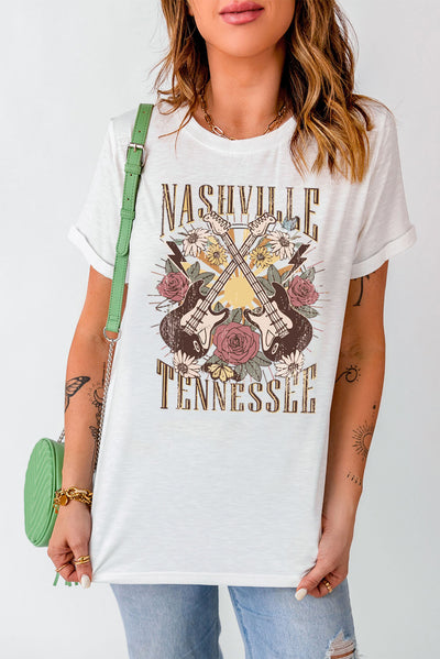 NASHVILLE TENNESSEE Cuffed Tee Shirt - SHE BADDY© ONLINE WOMEN FASHION & CLOTHING STORE